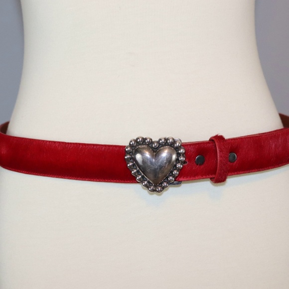 Pat Areias Size 34 Red Pony Hair Leather Belt Only - Picture 2 of 8